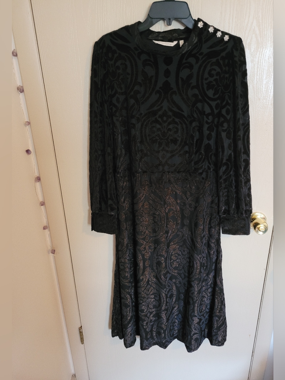 Soft Surroundings Womens Size 10 Black Bronze Filigree Maxi Dress Whimsigoth